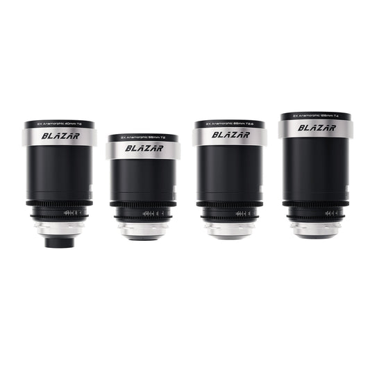 BLAZAR Cato 2x Full Frame Anamorphic 4-Lens Set (40/55/85/125mm, PL, Silver Flare)
