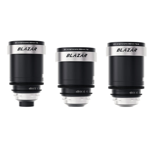 BLAZAR Cato 2x Full Frame Anamorphic 3-Lens Set (40/55/85mm, PL, Silver Flare)
