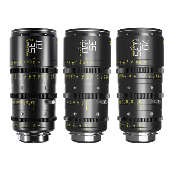 DZOFILM Catta Ace Full-Frame Zoom 18-35/35-80/70-135mm T2.9 3-Lens Bundle (PL+EF, Black)