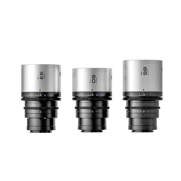 BLAZAR Remus-M 1.5x Full Frame Anamorphic 3-Lens A-Set (33/50/85mm, E-mount, Silver Flare)